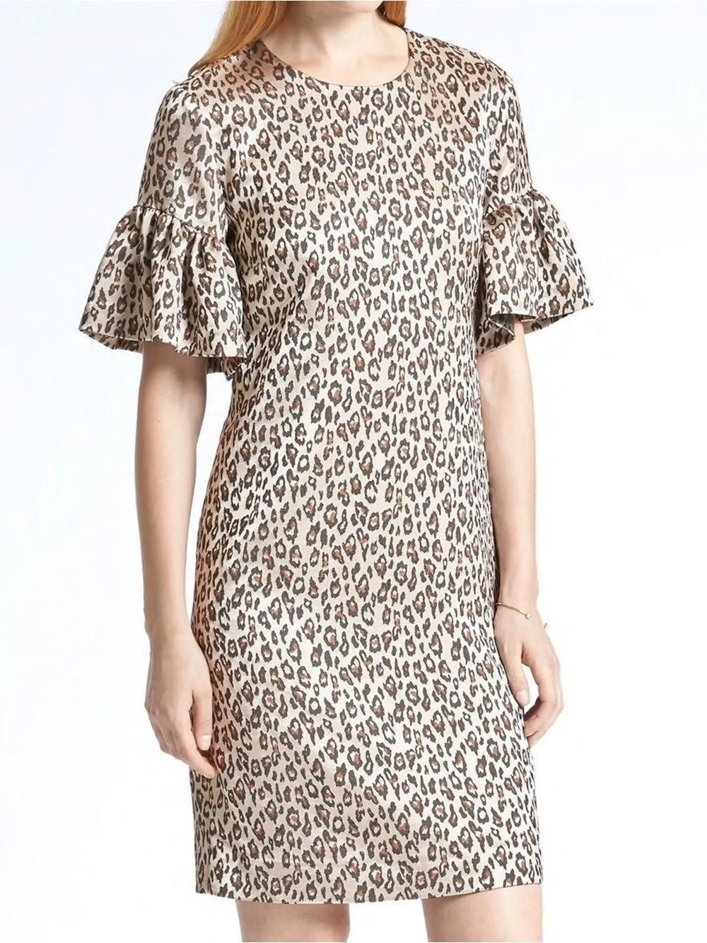 Banana Republic Leopard Ruffle Sleeve Shift Dress